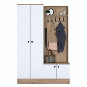 Prieškambario spinta Kalune Design P6 - M11 - 2389, ruda sp./balta sp., 37.5 cm x 119.6 cm x 182.8 cm