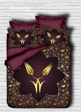 Gultas veļas komplekts Mijolnir 178PRL1240, zelta krās./bordo krās., 50 x 70 cm, 200 x 220 cm
