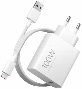Telefono įkroviklis Xiaomi Combo, USB Type C/USB Type A, 5.47 cm, balta sp., 100 W
