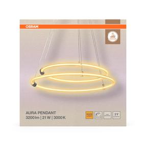 Šviestuvas lubų Osram Aura, LED, 3000 °K, 1 x 21 W, skaidri sp. / tamsiai pilka sp.