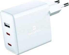 Telefona lādētājs Swissten Travel Charger, USB/2 x USB-C, balta krās., 70 W