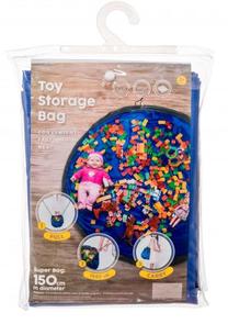 Žaidimų kilimėlis 2in1 Play mat - toy storage bag, ⌀ 150 cm, mėlyna sp.
