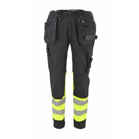 Darbo kelnės vyrams AWTools AW02614, juoda sp./geltona sp., 2XL dydis