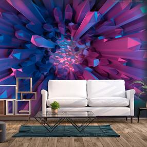 Fototapetas Artgeist Crystal - Geometric Fantasy With 3D Elements In Purple Tones XLFT1985SAM, 175 cm x 175 cm