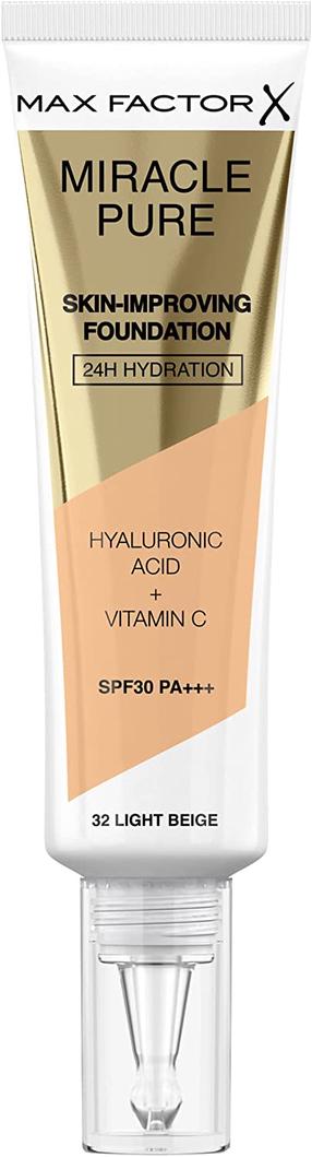 Šķidrā grima bāze Max Factor Miracle Pure Skin Improving, 32 light beige, 30 ml