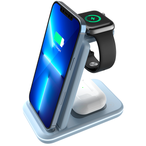 Bezvadu lādētājs Canyon CNS-WCS304BL, USB-A/1 x USB-C, zila krās.
