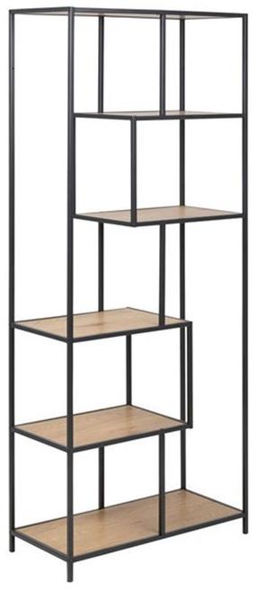 Pastatoma lentyna Seaford, ąžuolo/juoda, 77 cm x 35 cm x 185 cm