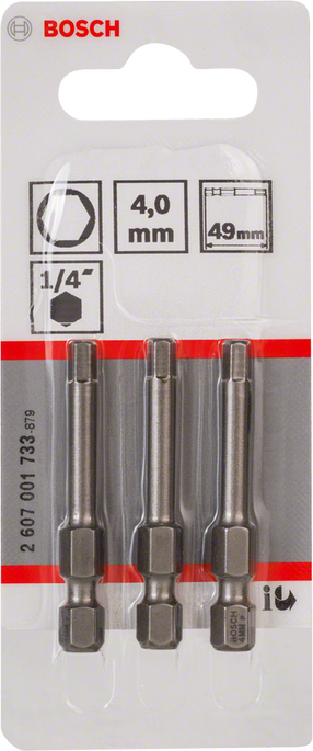 Kruvikeeraja otsikute komplekt Bosch 2607001733, HEX4, 49 mm, 1/4", Ø4 mm