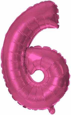 Folijas balons cipars 6, rozā krās.