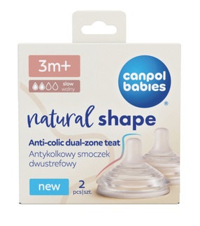 Čiulptukas buteliukui Canpol Babies Natural Shape, 3 mėn., skaidri sp.