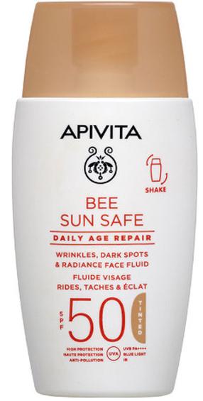 Päevituse hooldusvahend tooted näole Apivita Bee Sun Safe Daily Anti-Aging Repair With Color SPF50, 50 ml