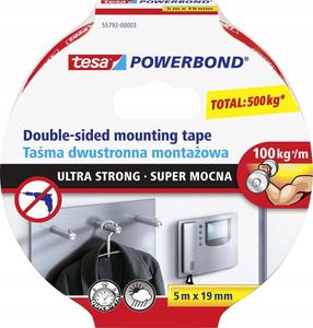 Dvipusė lipni juosta Tesa Powerbond, dvipusė, 5 m x 19 mm
