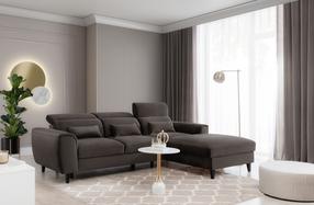 Kampinė sofa Foble Velvetmat 22, tamsiai ruda sp., dešininė, 196 x 267 cm x 100 cm