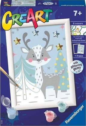 Tapymas pagal skaičius Ravensburger CreArt Winter Fawn, balta sp./pilka sp., 13 x 18 cm