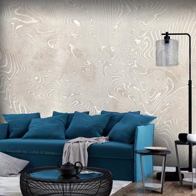 Fototapetas Artgeist Flowing Shapes - Abstract Beige And White Background In Patterned Compositions, 70 cm x 98 cm