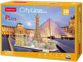 3D dėlionė Cubicfun City Line Paris MC254h, 38.1 cm x 25.4 cm, 114 vnt., įvairių spalvų