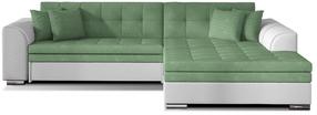 Kampinė sofa Sorento Soro 34, Soft 17, balta sp./mėtinė (mint) sp., dešininė, 195 x 295 cm x 80 cm