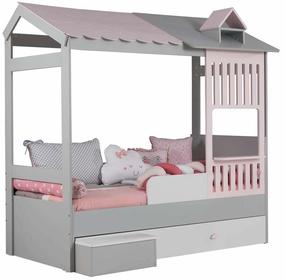 Vaikiška lova Kalune Design Ayder 842PRB1107, rožinė sp./pilka sp., su patalynės dėže, be čiužinio