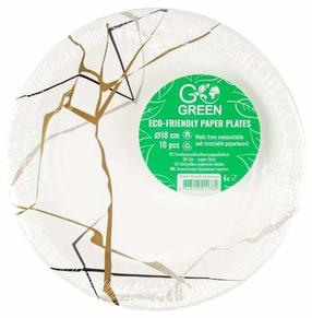 Vienkartinės lėkštės Go Green Marble, Ø 18 cm, 10 vnt.