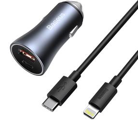 Auto laadija Baseus TZCCJD-B0G, USB/USB-C, hall v., 40 W