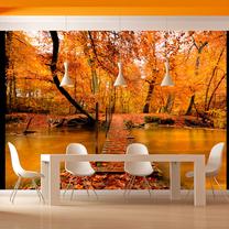 Fototapetas Artgeist Autumn bridge LFTNT0146SAM, 154 cm x 196 cm