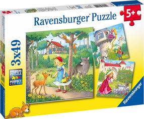 Dėlionė 3in1 Ravensburger Little Red Riding Hood & the Frog King, 147 vnt.