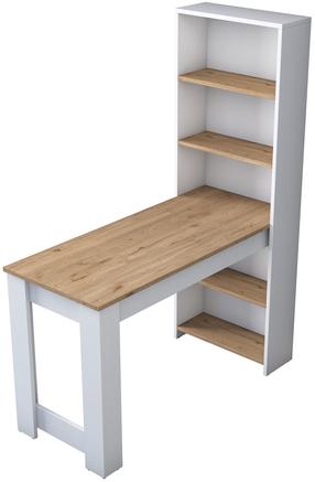 Rakstāmgalds un plaukts Kalune Design BJ113 - 2621, 120 cm x 53.8 cm, 153.6 cm, balts krās./valriekstu krās.