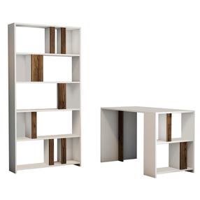 Rašomasis stalas su lentyna Kalune Design Lima 845HCT3847, 120 cm x 60 cm, 75.4 cm, ruda sp./balta sp.
