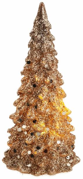 Dekoracija "Eglutė" su LED apšvietimu, 12 cm, 5.3 cm, aukso