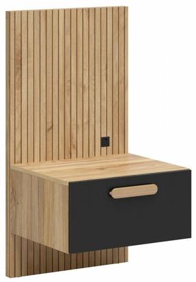 Ночной столик Henson Left, черный цв./mauvella oak цв., 95 см x 50.5 см x 45.5 см