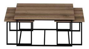 Kavos staliukų komplektas Kalune Design Levada, riešuto sp., 45 - 60 cm x 90 cm x 37 - 42 cm, 3 vnt.