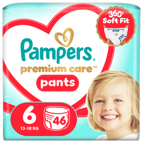 Autiņbiksītes - apakšbiksītes Pampers Premium Care Pants, 6 izmērs, 46 gab.