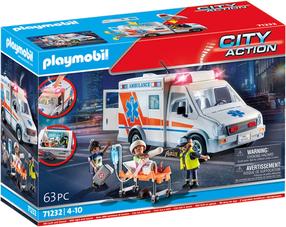 Конструктор Playmobil City Action Ambulance 71232, 63 шт., многоцветный