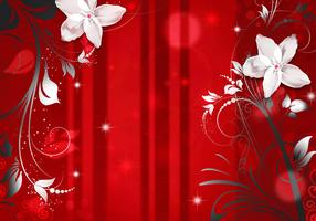 Fototapeet Artgeist Abstract In Red - White Flower Motif With Patterns And Sparkles NEW010604, 245 cm x 350 cm