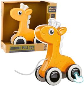 Uzvelkamā rotaļlieta, žirafe Lean Toys Animal, 19.5 cm, dzeltena krās.
