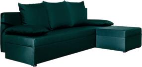 Kampinė sofa Gino Nube 35, tamsiai žalia sp., 146 x 206 cm x 90 cm
