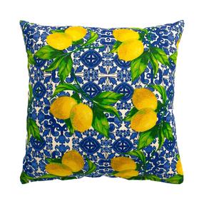 Dekoratīvs spilvens Home4you Loneta Lemons, zila krās./dzeltena krās., 45 cm x 45 cm