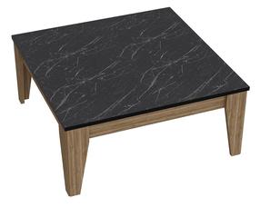 Kavos staliukas Kalune Design Lorenz, juoda sp./riešuto sp., 85 cm x 85 cm x 35 cm