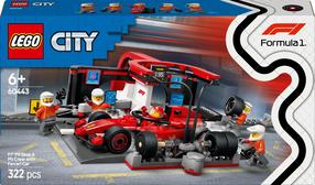 Konstruktorius LEGO® City F1® remonto punktas, mechanikai ir Ferrari automobilis 60443, 322 vnt.