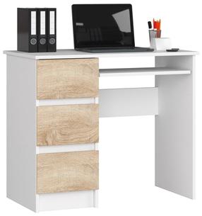 Rakstāmgalds ar atvilktnēm Akord A-6 Left, 90 cm x 50 cm, 77 cm, balts krās./sonoma ozola krās.