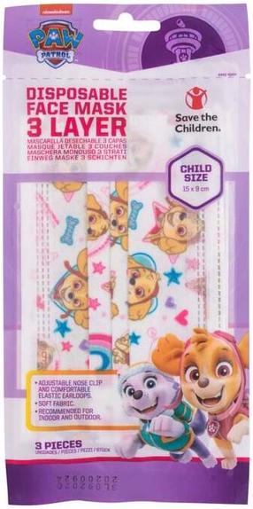 Vienkartinė kaukė Nickelodeon Paw Patrol Skye, įvairių spalvų, 3 vnt.