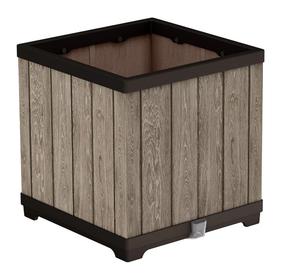 Lillepott Keter Deco Square, plastik, 45.5 cm x 45.5 cm, hele pruun v.