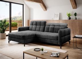 Kampinė sofa Lorelle Monolith 97, tamsiai pilka sp., kairinė, 160 x 225 cm x 105 cm