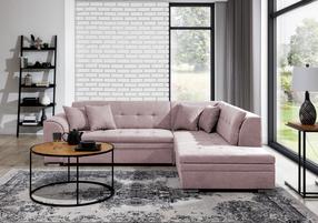 Kampinė sofa Pieretta Soro 61, rožinė sp., dešininė, 205 x 260 cm x 80 cm