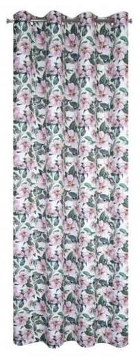 Naktinė užuolaida Simona, balta sp./rožinė sp./žalia sp., 140 cm x 250 cm