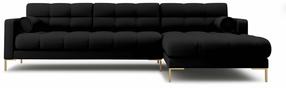 Kampinė sofa Cosmopolitan Design Bali Neve 100, aukso sp./juoda sp., dešininė, 185 x 293 cm x 75 cm