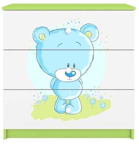 Vaikiška komoda Kocot Kids Babydreams Teddybear, balta sp./žalia sp., 41 cm x 80 cm x 80.5 cm
