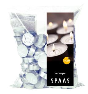 Küünal, teeküünal Spaas, 4.5 h, 100 tk, valge v.