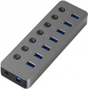 USB šakotuvas Extra Digital USB 3.0 - 7 x USB 3.0 CA913480 USB 3.0, 7 x USB, pilka sp.