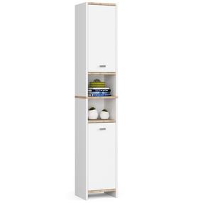 Eraldi seisev vannitoakapp Akord Beti 2D 1W, tamm v./valge v., 28 cm x 32 cm x 180 cm